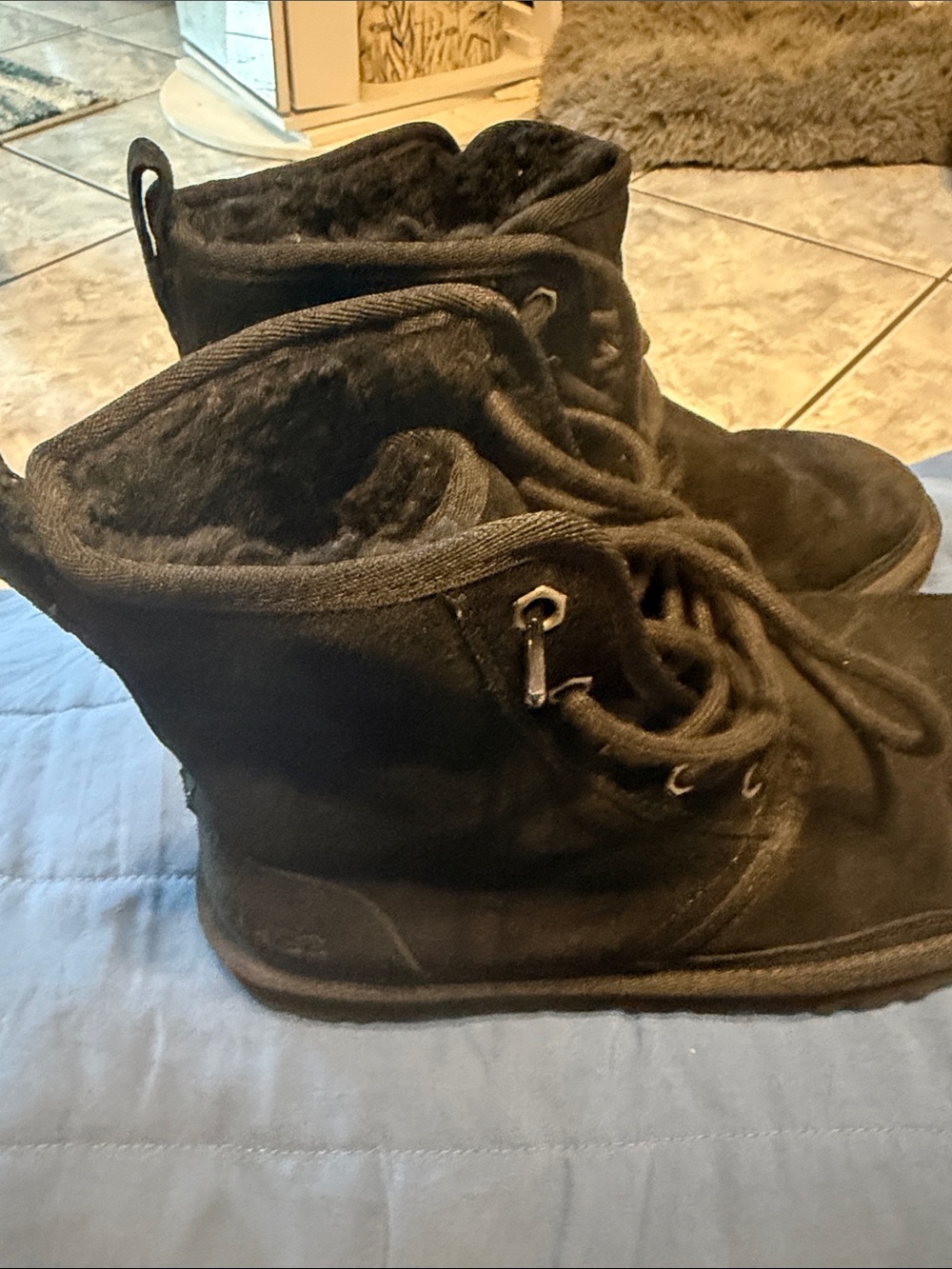 UGG Black Suede Lace-Up Women’s Ankle Boots